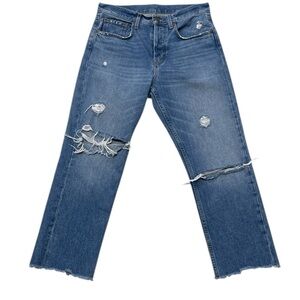 B Sides Jeans Distressed Denim Blue Crops USA Made